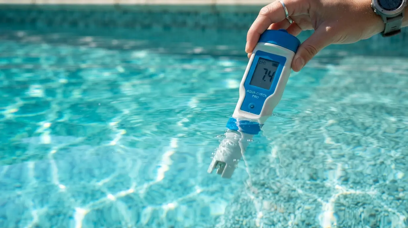 Medidor de pH en agua de piscina
